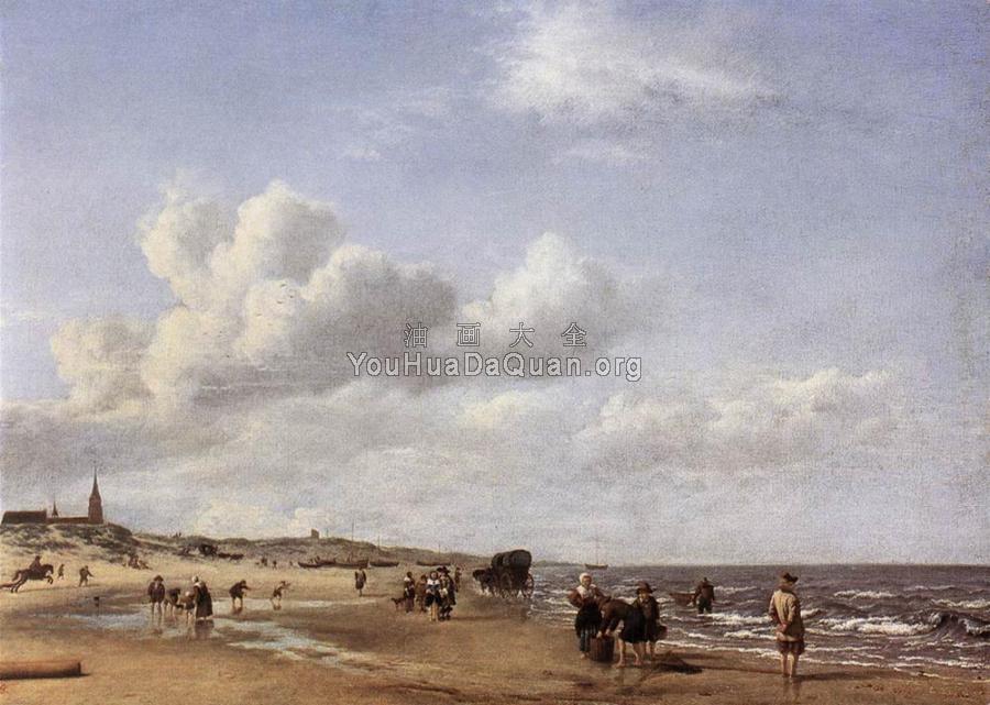The Beach At Scheveningen - 阿德里安·凡·德·维尔德